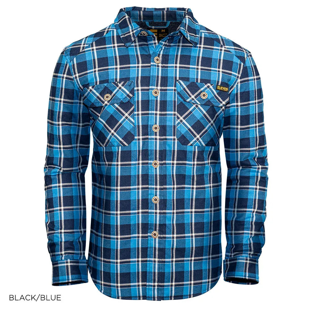 ELEVEN Workwear Quilted Flannel Shacket - Black/Blue - RSEA Safety Outlet